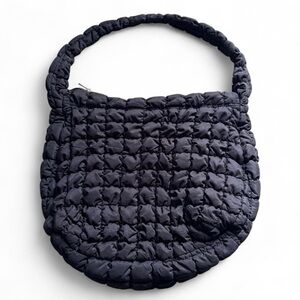 Oversized Quilted Crossbody Bag – Black